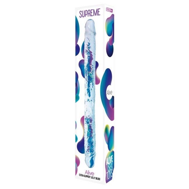 "Двусторонний фаллоимитатор Supreme Jelly Dildo прозрачный , длина 38.50см, диаметр 3.90см"