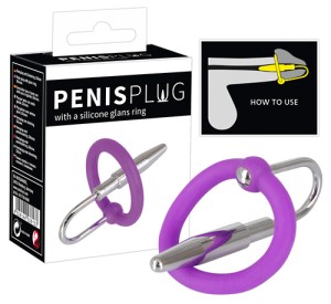 Уретральный Стимулятор с силиконовым кольцом под головку Penis Plug , длина 0.00см, диаметр 0.30см