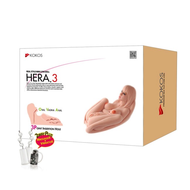 HERA.03 Мастурбатор женское тело 3D, три отверстия с вибрацией ротацией , c вибрацией, длина 35.00см, диаметр 0.00см