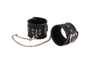 Черные оковы из натуральной кожи с велюровой подкладой , длина 35.00см, диаметр 0.00см