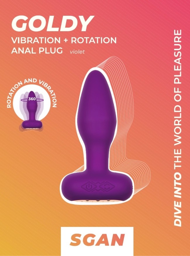 Анальная пробка “GOLDY” с вибрацией и ротацией