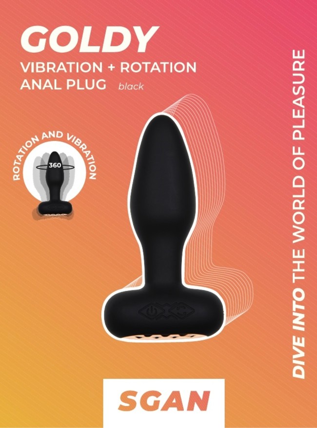 Анальная пробка “GOLDY” с вибрацией и ротацией