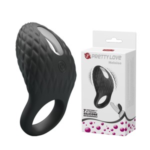 "Эрекционное виброкольцо с рельефным дизайном PrettyLove Heloise , c вибрацией, длина 8.60см, диаметр 0.00см"