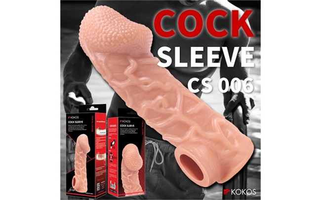 Насадка на фаллос с венками и отверстием для мошонки COCK SLEEVE CS.006-L Large , длина 17.60см, диаметр 4.60см