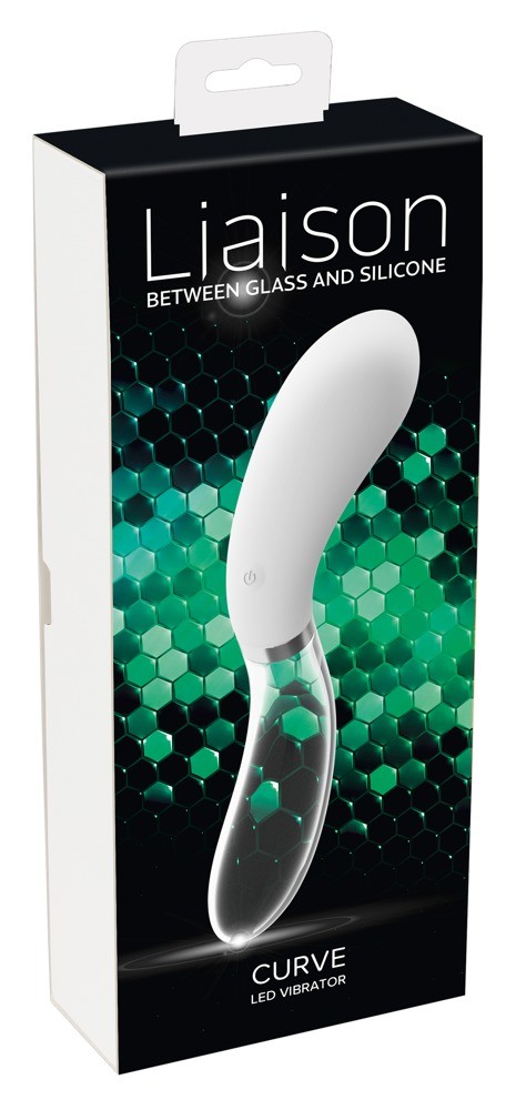 Вибратор Liaison Curve LED, стеклянный, двусторонний, 20,5 см