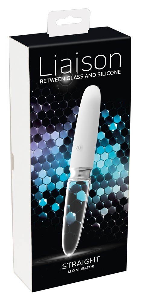 Вибратор Liaison Straight LED, стеклянный, двусторонний, 17,7 см