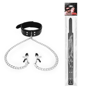 ОШЕЙНИК + ЗАЖИМЫ НА СОСКИ цвет чёрный арт. NTB-80548