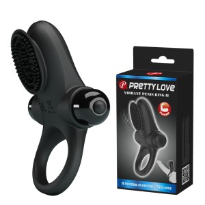 "Эрекционное виброкольцо в клиторальной щеточкой Vibrant Penis Ring II , c вибрацией, длина 8.60см, диаметр 0.00см"