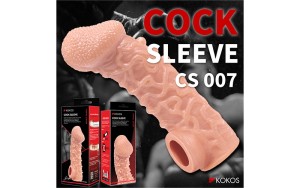 Насадка на фаллос с имитацией пирсинга и отверстием для мошонки COCK SLEEVE CS.007 Medium , длина 15.60см, диаметр 4.20см