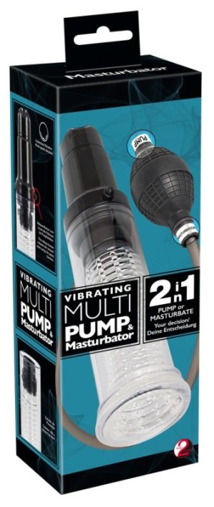 Вибропомпа-мастурбатор Vibrating Multi Pump & Masturbator , c вибрацией, длина 33.70см, диаметр 6.00см
