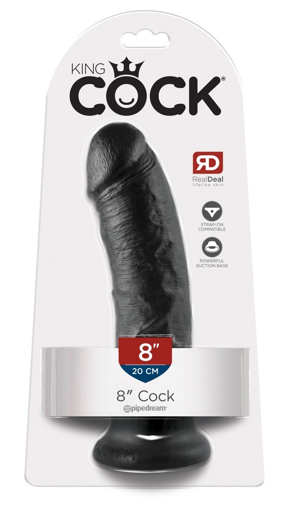 Фаллоимитатор King Cock реалистик, черный, 20 см