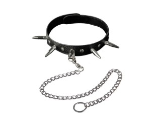 Кожаный Ошейник с шипами и поводком , длина 50.00см, диаметр 0.00см