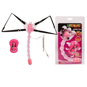 "Стимулятор клитора на ремешках бабочка+ анальный стимулятор Butterfly , c вибрацией, длина 27.00см, диаметр 2.20см"