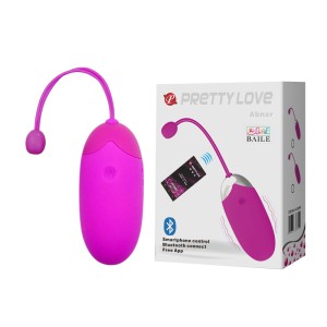 "PRETTY LOVE ABNER Вибромассажер-яичко, управление от смартфона или через Bluetooth, перезаряжаемое,12 функций , c вибрацией, длина 18.00см, диаметр 3.20см"