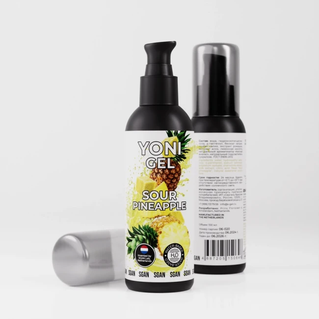 Съедобный лубрикант Ананас кислый SGAN YONI GEL, интимная смазка на водной основе 100 мл 