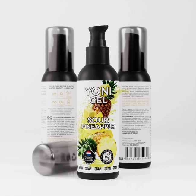 Съедобный лубрикант Ананас кислый SGAN YONI GEL, интимная смазка на водной основе 100 мл 